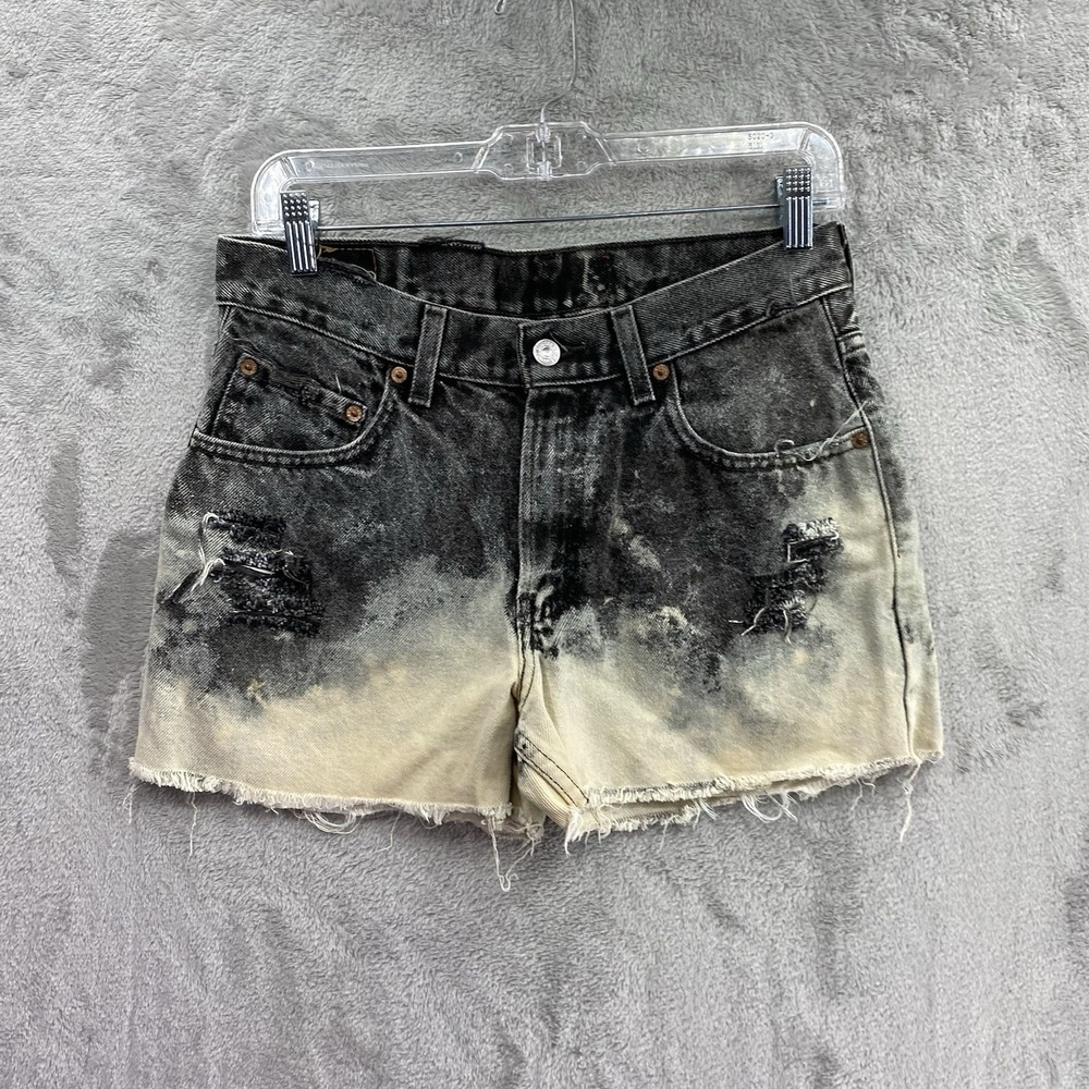 Levi's 550 Women 29 Vintage Bleach Tie Dye Distressed Cutoff Denim Shorts